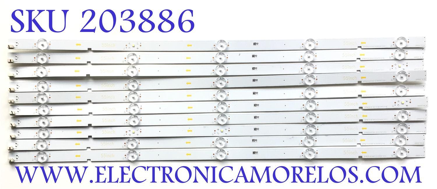 KIT DE LEDS PARA TV SONY (10 PZ) / NUMERO DE PARTE LB55157 V0_02 / LS55D / LS322 / M2GBA7 / 17474 / PANEL SD550DUA-6 / MODELO KD-55X75K / KD55X75K